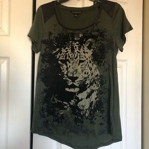 Olive green top - rock and republic cheetah medium